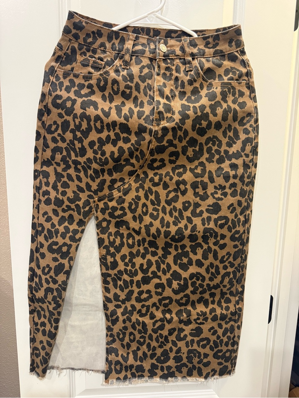 Leopard Print Midi Skirt - Brown & Black